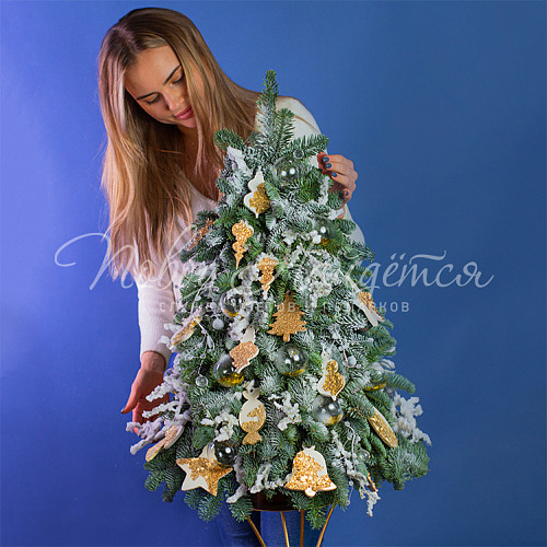 Елки декоративные украшенные Хрустальный лед