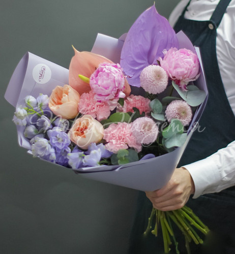 Букет с ПИОНАМИ Арабская ночь